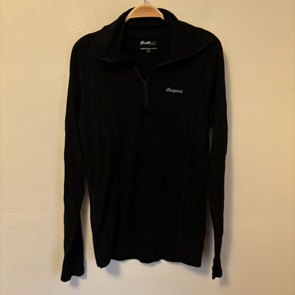 Bergan‎ Fjellrap Norway 100% Merino Wool Sweater 1/4 Zip Base Layer Top L - Picture 1 of 6